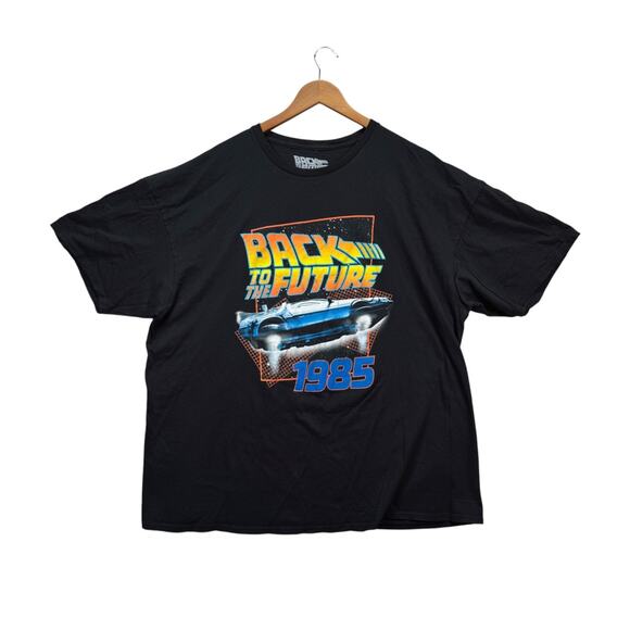 Back to the Future 1985 Movie DeLorean Car Cult Fox Print T Shirt Black 4XL - Picture 1 of 4